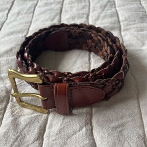 Vintage Talbots 100% leather and brass braided belt size M